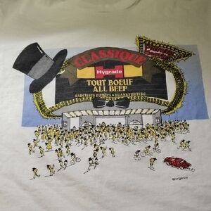 Men's White Vintage XL Single Stitch Hygrade All Beef Sausages Frank Promo Shirt